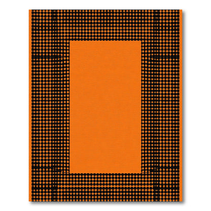 Vibrant Orange Black Dot Border Rug