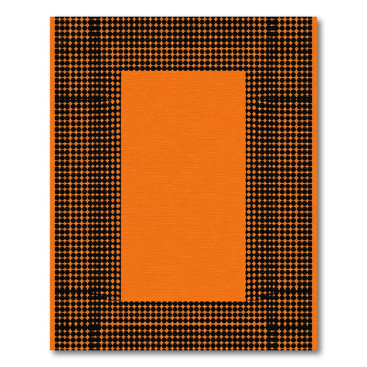 Vibrant Orange Black Dot Border Rug