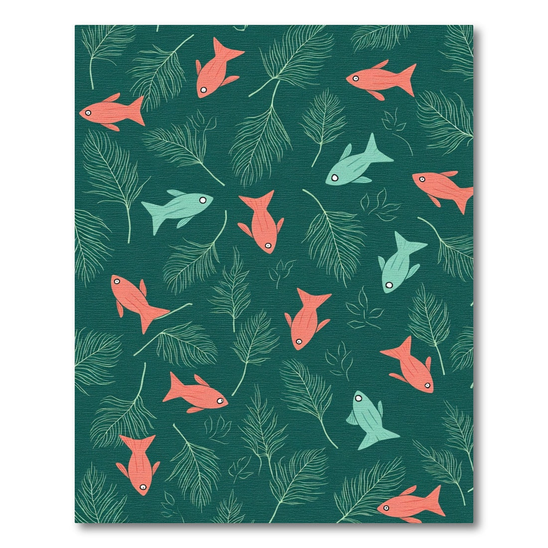 Coral Fish Fern Pattern Rug