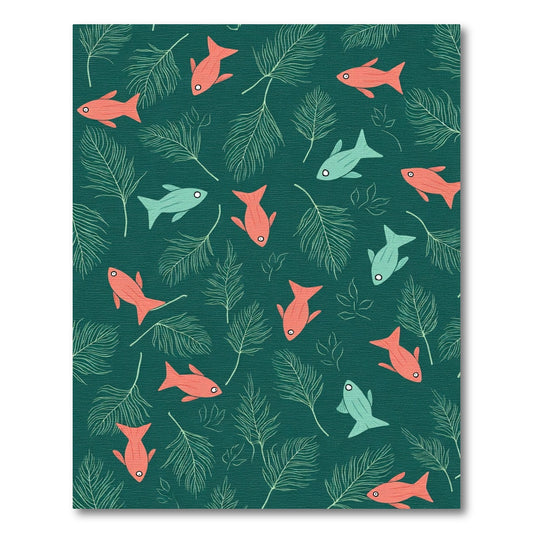 Coral Fish Fern Pattern Rug