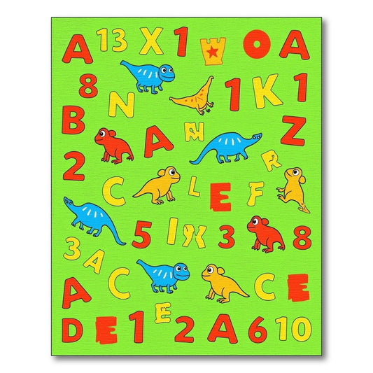 Dinosaur Alphabet Collage Rug