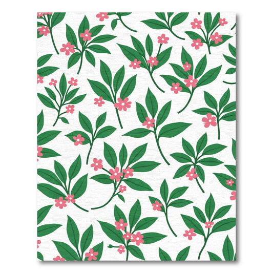 Pink Blossoms Green Foliage All Over Rug