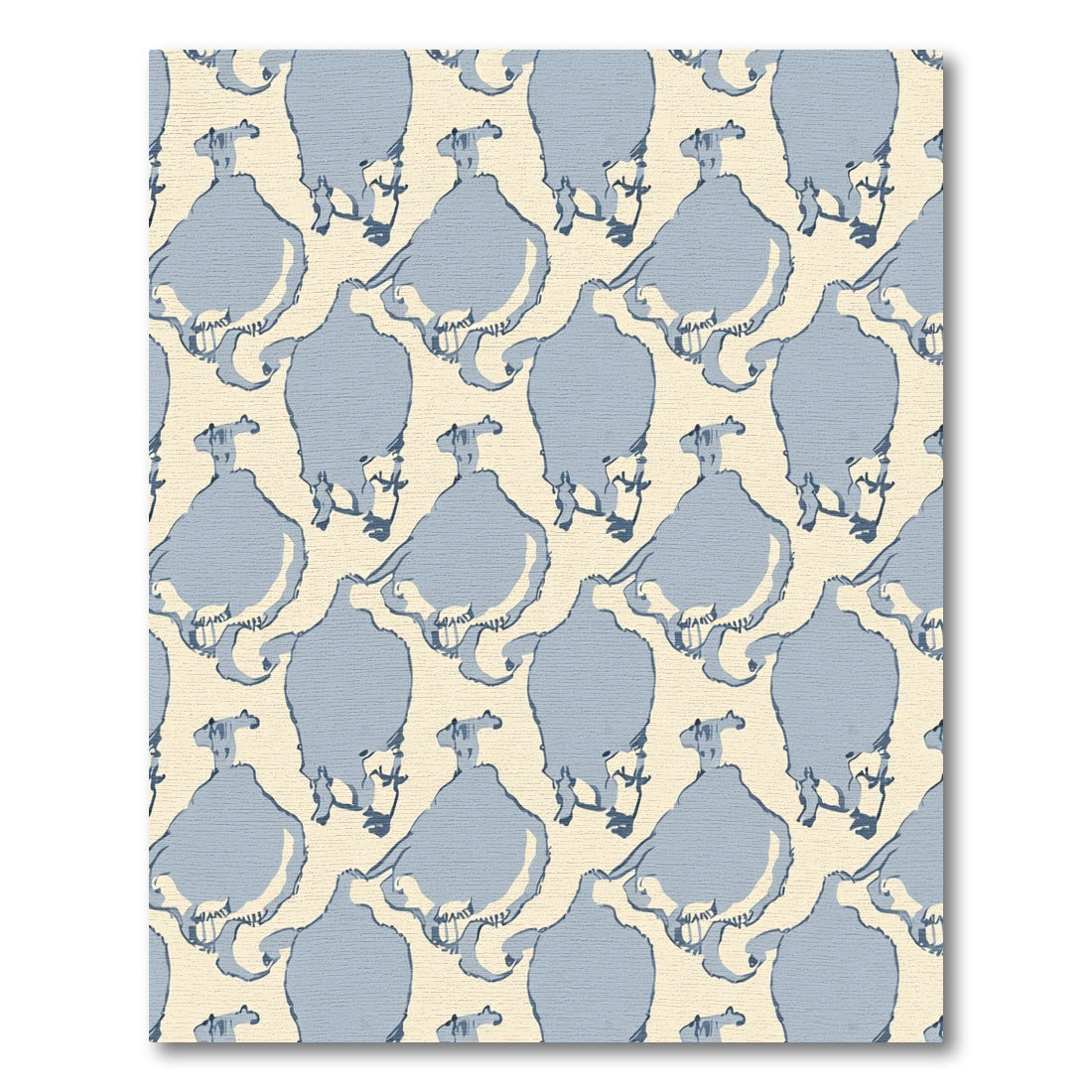 Pale Blue Abstract Rooster Fauna Rug