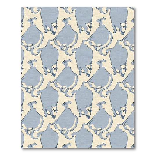 Pale Blue Abstract Rooster Fauna Rug