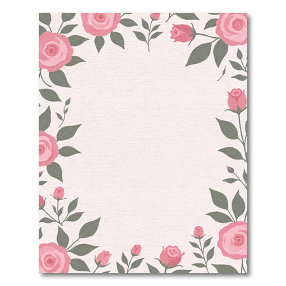 Pink Roses Border Garden Rug