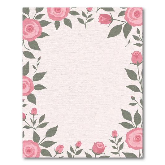 Pink Roses Border Garden Rug