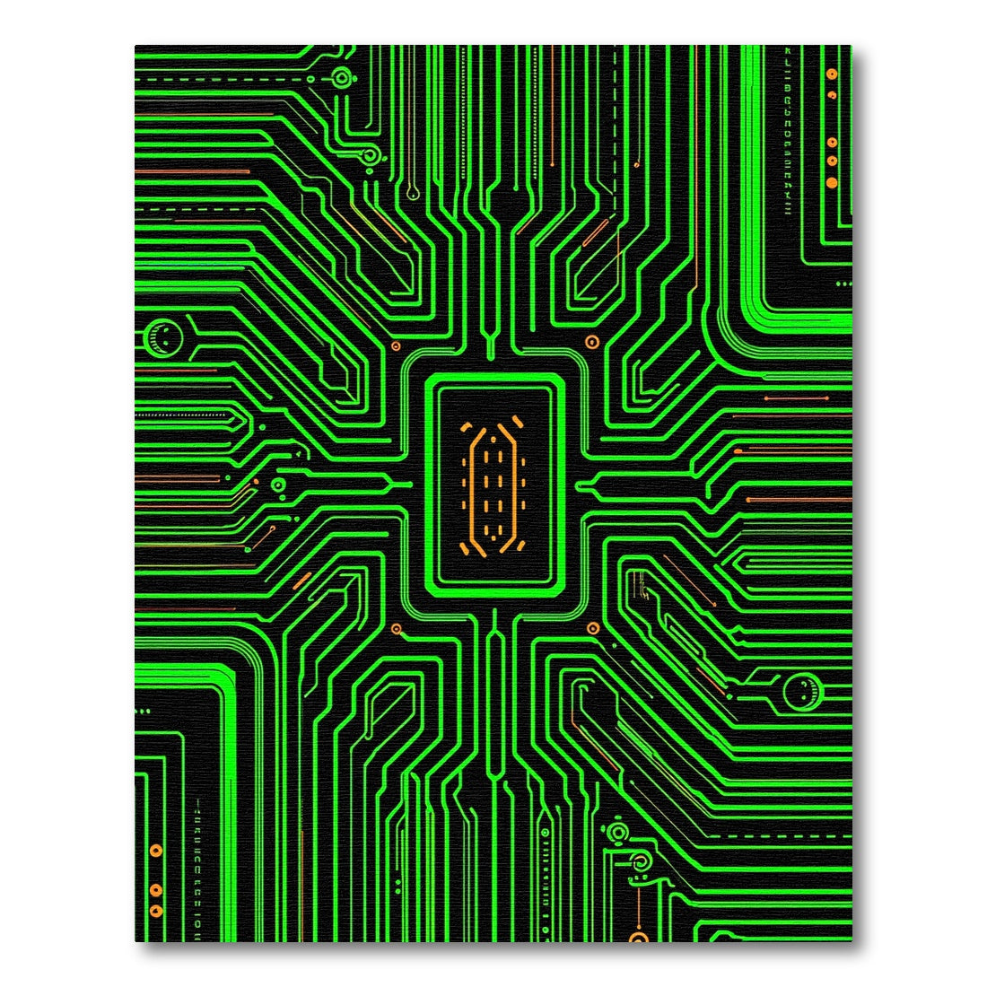 Circuit Board Neon Lines Rug