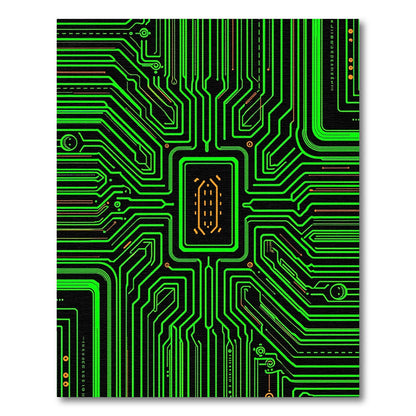 Circuit Board Neon Lines Rug