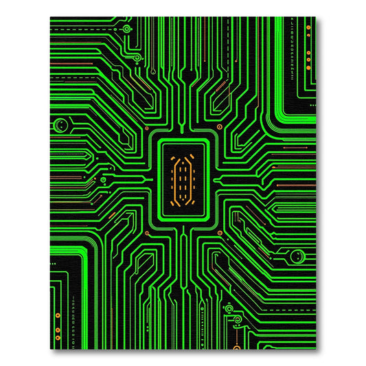 Circuit Board Neon Lines Rug