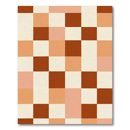 Earthy Tone Checkerboard Squares Rug
