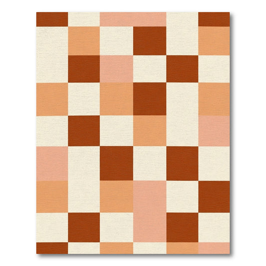 Earthy Tone Checkerboard Squares Rug