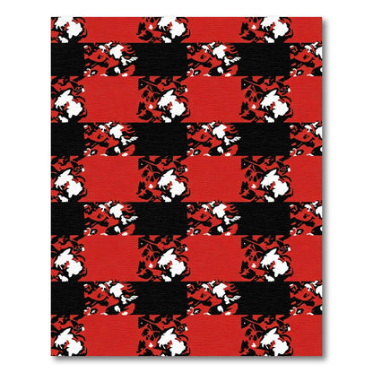 Bold Red Abstract Floral Check Rug
