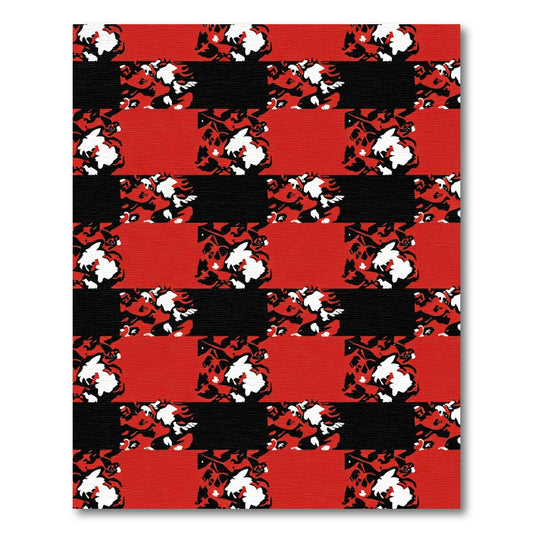 Bold Red Abstract Floral Check Rug