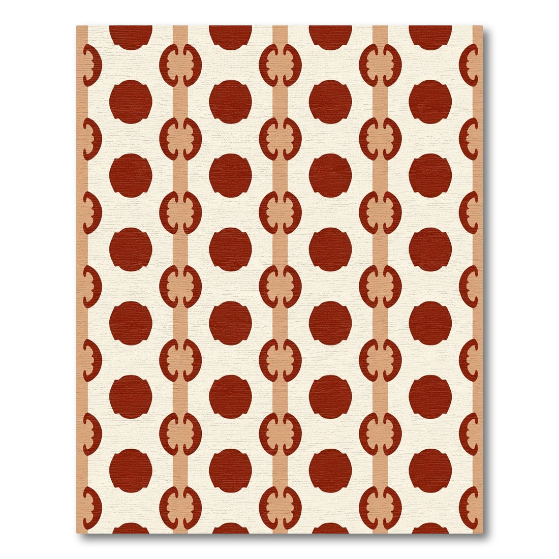 Crimson Circles Vertical Stripe Arrangement Rug
