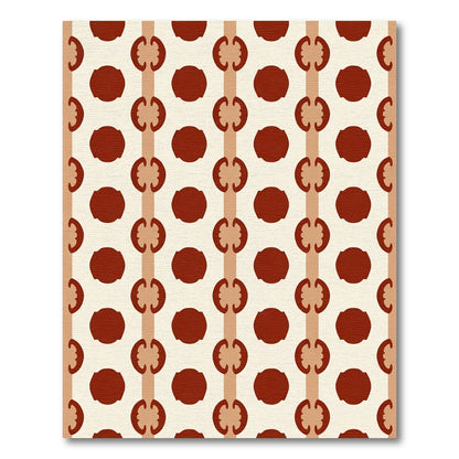 Crimson Circles Vertical Stripe Arrangement Rug