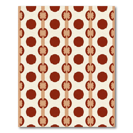 Crimson Circles Vertical Stripe Arrangement Rug