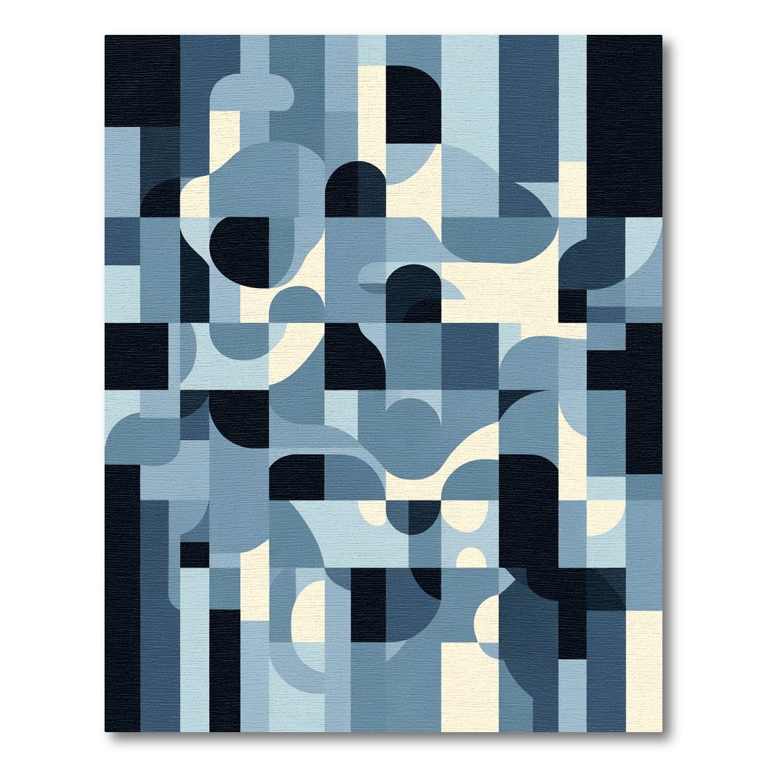 Retro Blue Geometric Abstract Shapes Rug