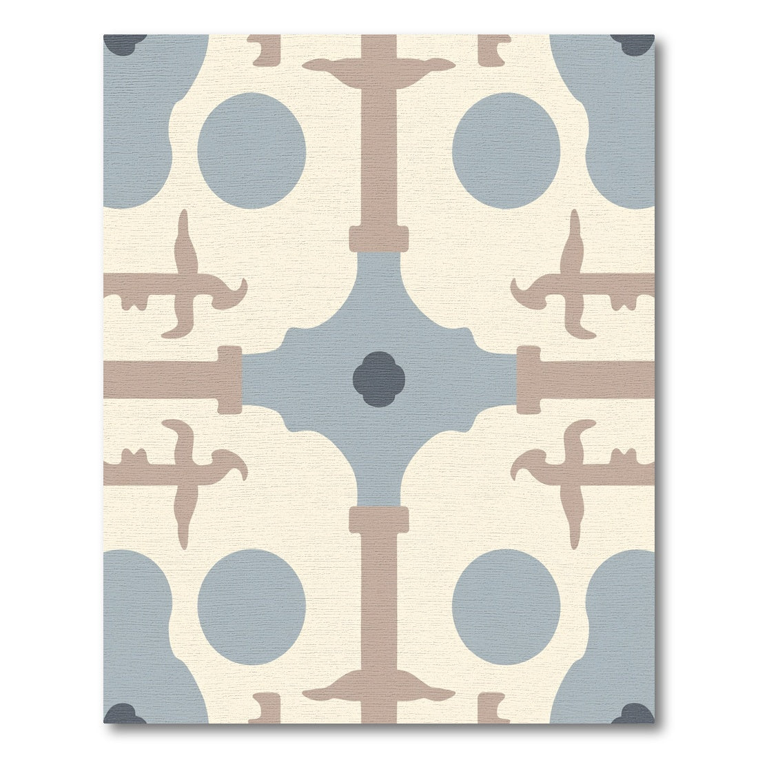 Cream Blue Taupe Geometric Elements Rug