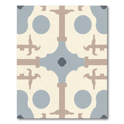 Cream Blue Taupe Geometric Elements Rug