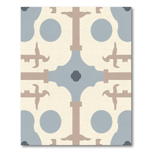 Cream Blue Taupe Geometric Elements Rug