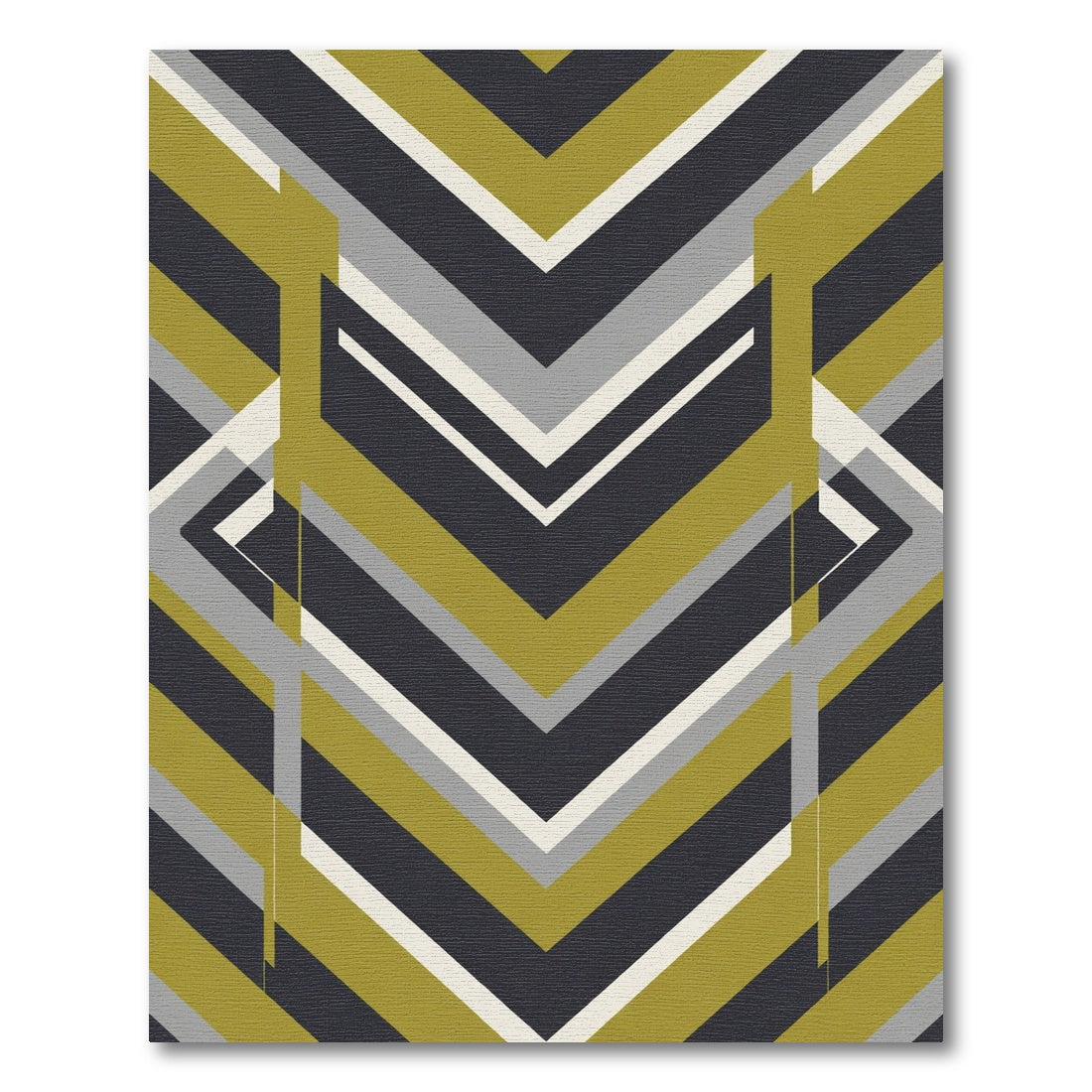Geometric Olive and Gray Chevron Rug