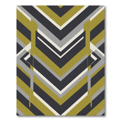 Geometric Olive and Gray Chevron Rug