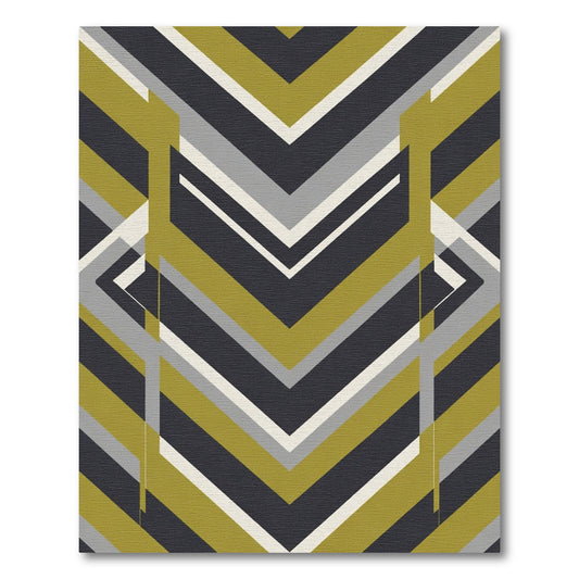 Geometric Olive and Gray Chevron Rug