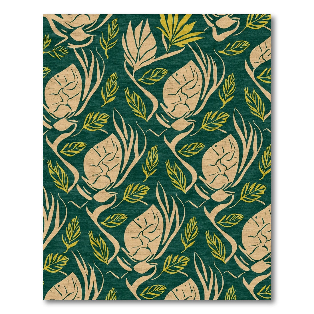 Tan Tropical Leaf Arrangement Rug