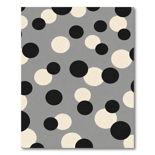 Gray Black Cream Circles Rug