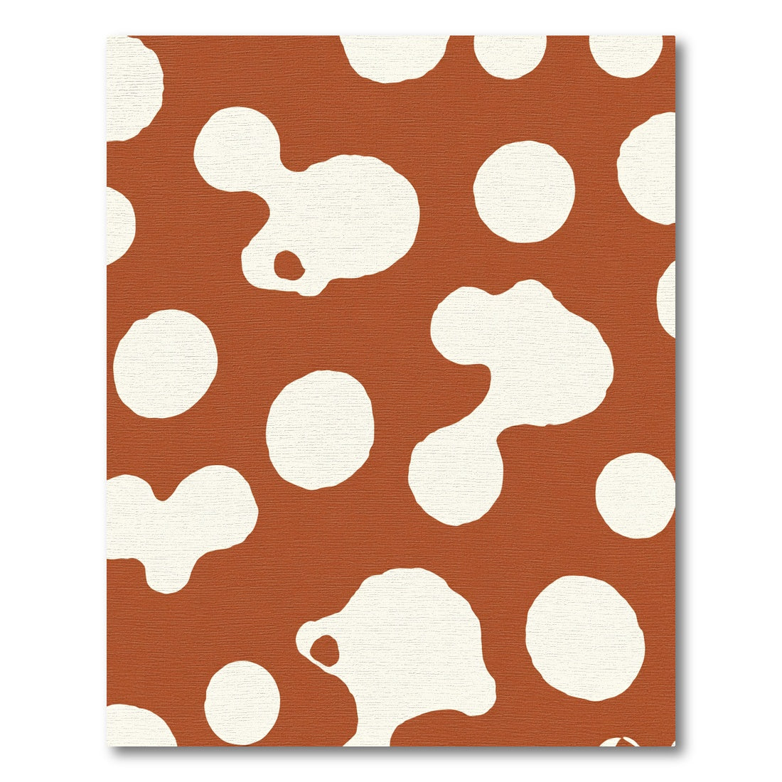 Rust White Organic Round Shapes Rug