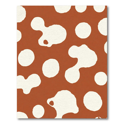 Rust White Organic Round Shapes Rug
