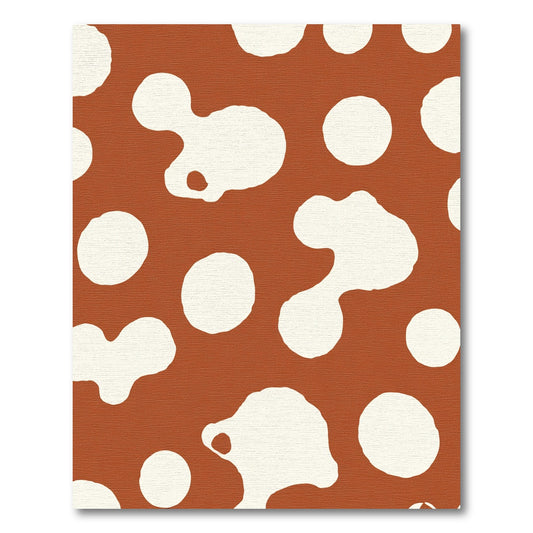 Rust White Organic Round Shapes Rug