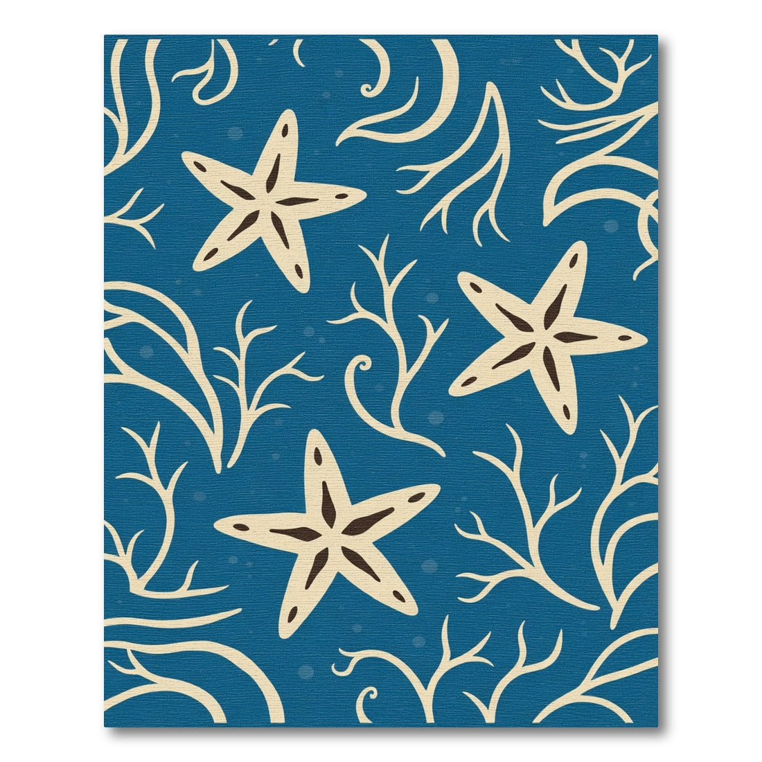 Deep Blue Starfish Coral Pattern Rug
