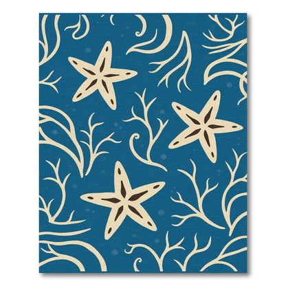 Deep Blue Starfish Coral Pattern Rug