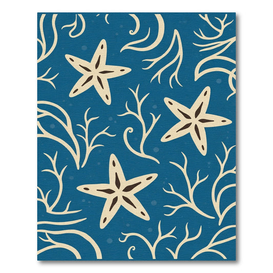Deep Blue Starfish Coral Pattern Rug