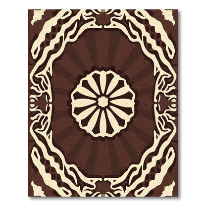 Dark Brown Sunburst Floral Medallion Rug