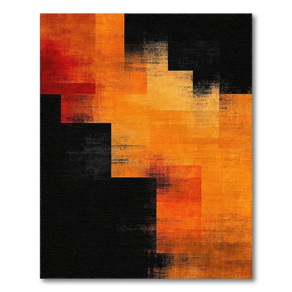 Bold Orange Geometric Step Area Rug
