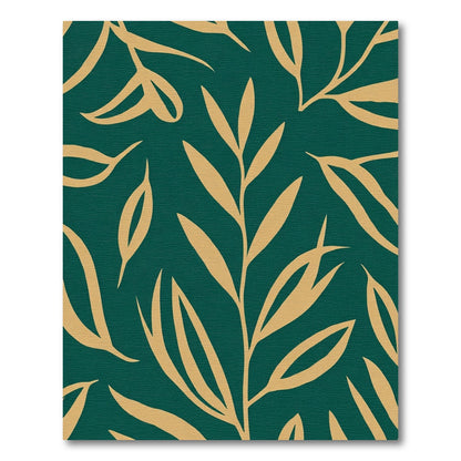 Golden Botanical Branches Emerald Backdrop Rug