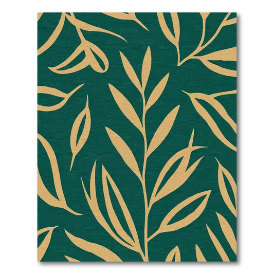 Golden Botanical Branches Emerald Backdrop Rug