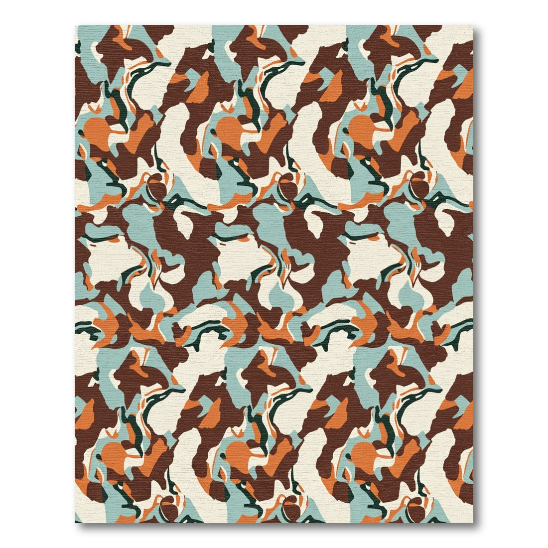 Camouflage Pattern Brown Teal Orange Rug