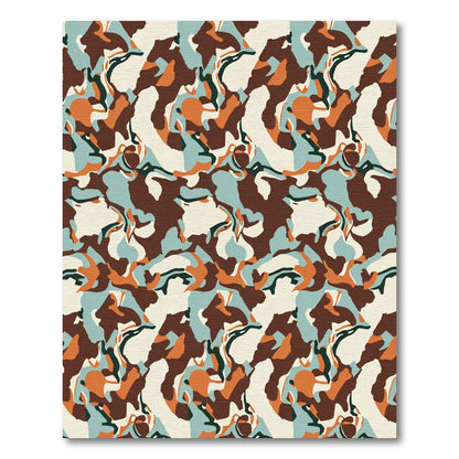 Camouflage Pattern Brown Teal Orange Rug