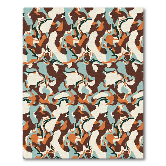 Camouflage Pattern Brown Teal Orange Rug