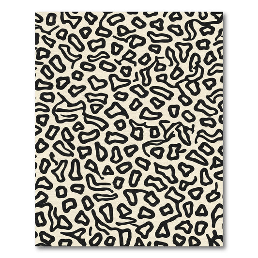 Organic Black Cream Abstract Leopard Rug