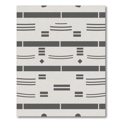 Grey Geometric Lines Washable Area Rug