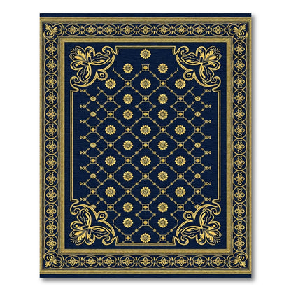 Ornate Navy Golden Fleur-de-lis Rug