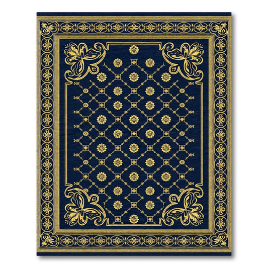 Ornate Navy Golden Fleur-de-lis Rug
