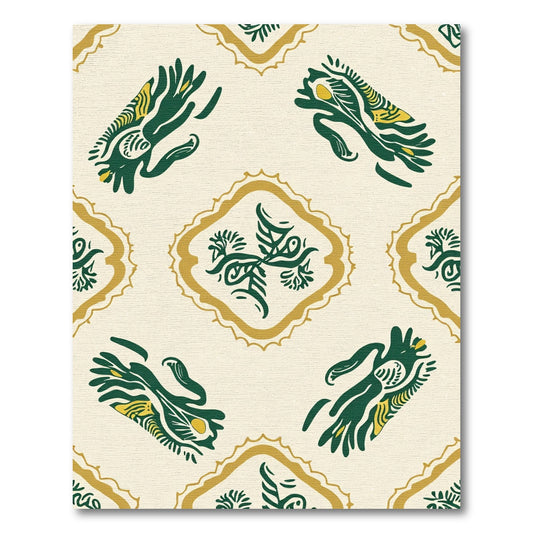 Green Yellow Floral medallion Rug