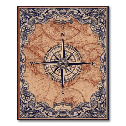 Vintage Compass Map Area Rug