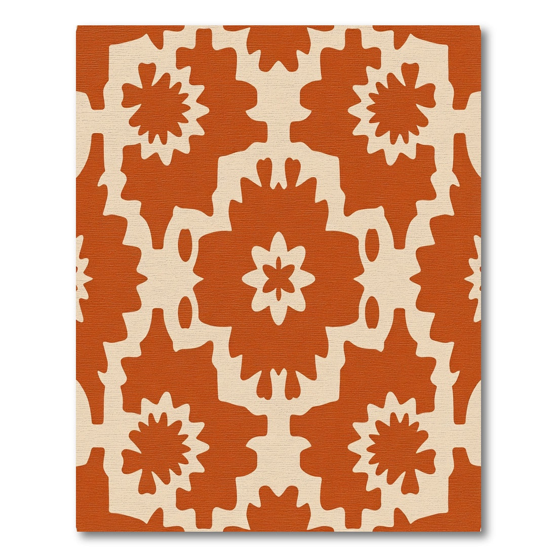 Terracotta Floral Sunburst Medallion Rug