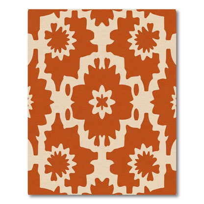 Terracotta Floral Sunburst Medallion Rug